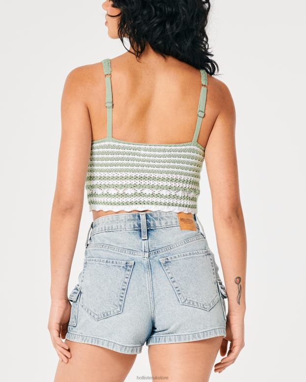Tops Hollister Women Crochet V-Neck Bralette 48820112 White Stripe