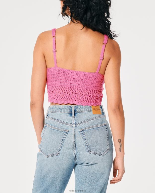 Tops Hollister Women Crochet V-Neck Bralette 48820165 Pink
