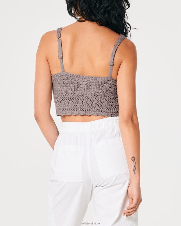 Tops Hollister Women Crochet V-Neck Bralette 48820268 Purple Grey