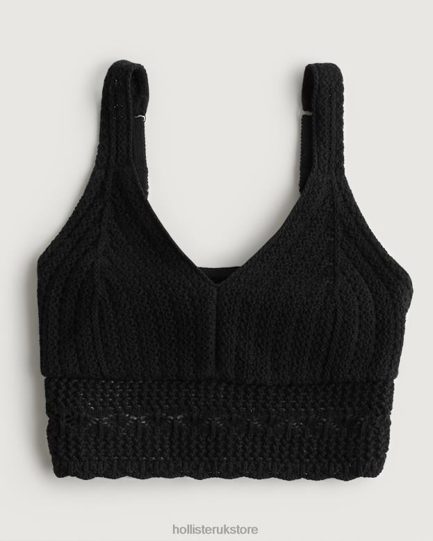 Tops Hollister Women Crochet V-Neck Bralette 48820340 Black