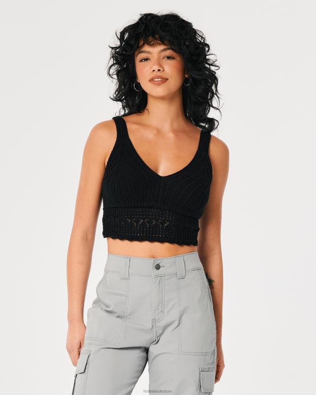 Tops Hollister Women Crochet V-Neck Bralette 48820340 Black