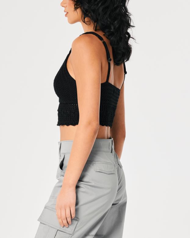 Tops Hollister Women Crochet V-Neck Bralette 48820340 Black