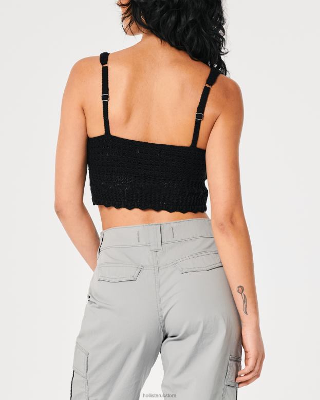 Tops Hollister Women Crochet V-Neck Bralette 48820340 Black