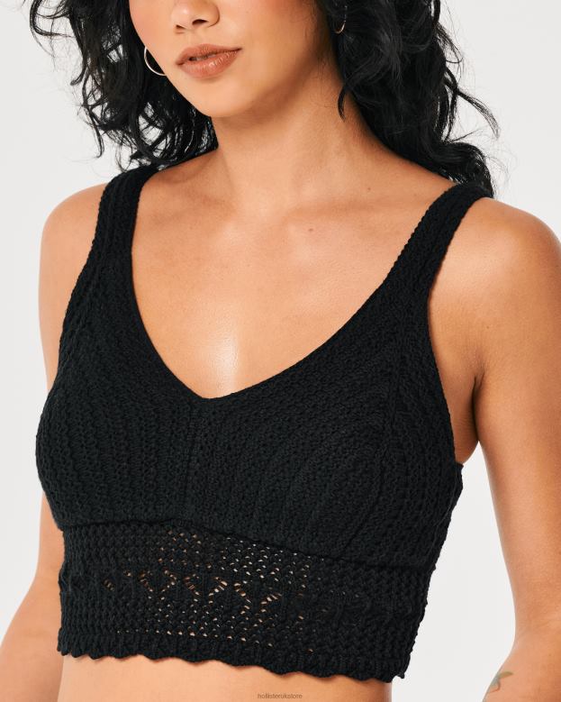 Tops Hollister Women Crochet V-Neck Bralette 48820340 Black