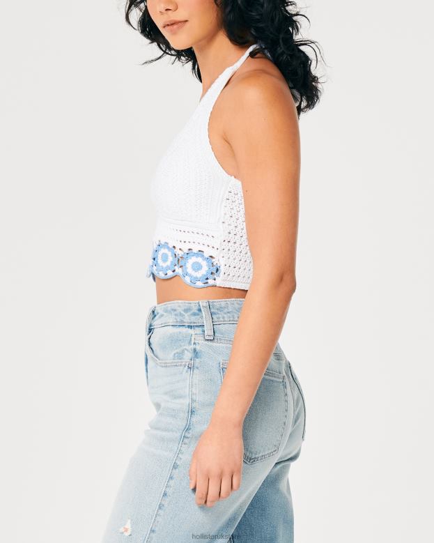 Tops Hollister Women Crochet V-Neck Halter Top 4882062 Navy Stripe