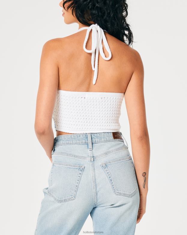 Tops Hollister Women Crochet V-Neck Halter Top 4882062 Navy Stripe