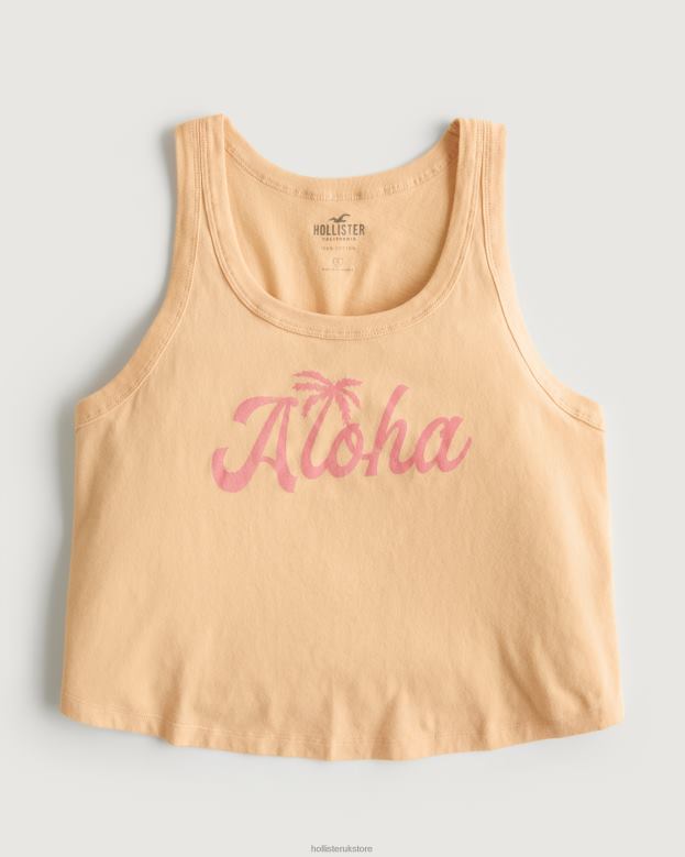 Tops Hollister Women Easy Aloha Graphic Tank 48820214 Light Orange