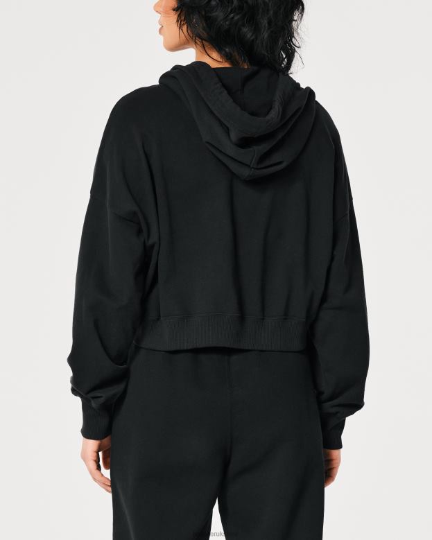 Tops Hollister Women Easy Full-Zip Terry Hoodie 48820108 Black
