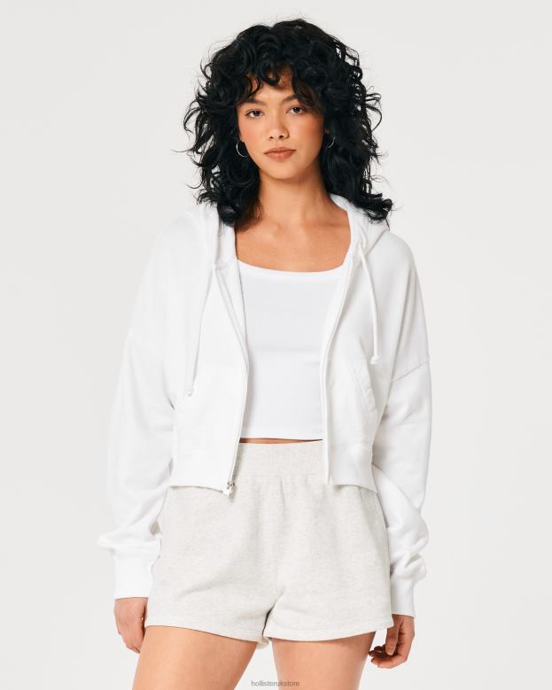 Tops Hollister Women Easy Full-Zip Terry Hoodie 48820170 White