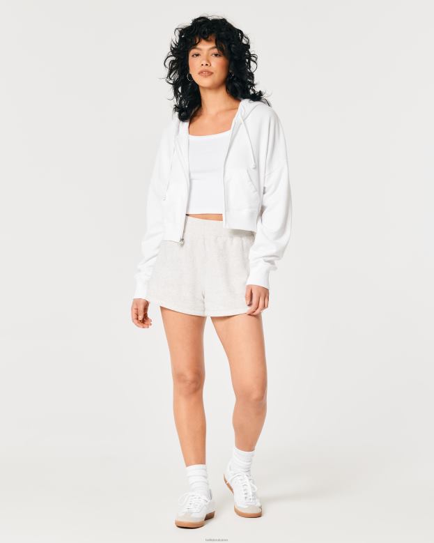 Tops Hollister Women Easy Full-Zip Terry Hoodie 48820170 White