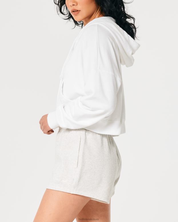 Tops Hollister Women Easy Full-Zip Terry Hoodie 48820170 White