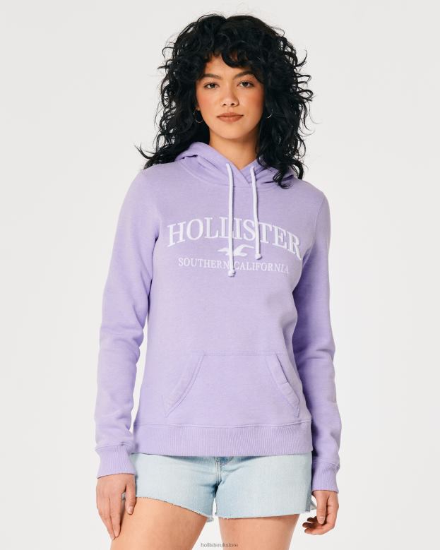 Tops Hollister Women Easy Logo Graphic Hoodie 48820155 Purple