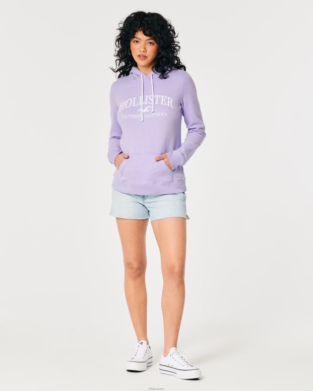Tops Hollister Women Easy Logo Graphic Hoodie 48820155 Purple