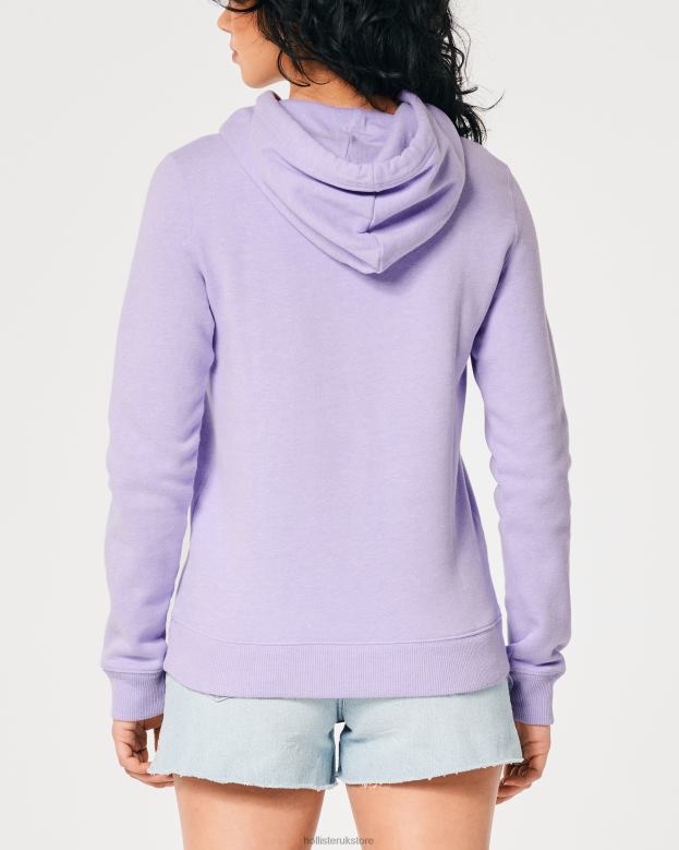 Tops Hollister Women Easy Logo Graphic Hoodie 48820155 Purple