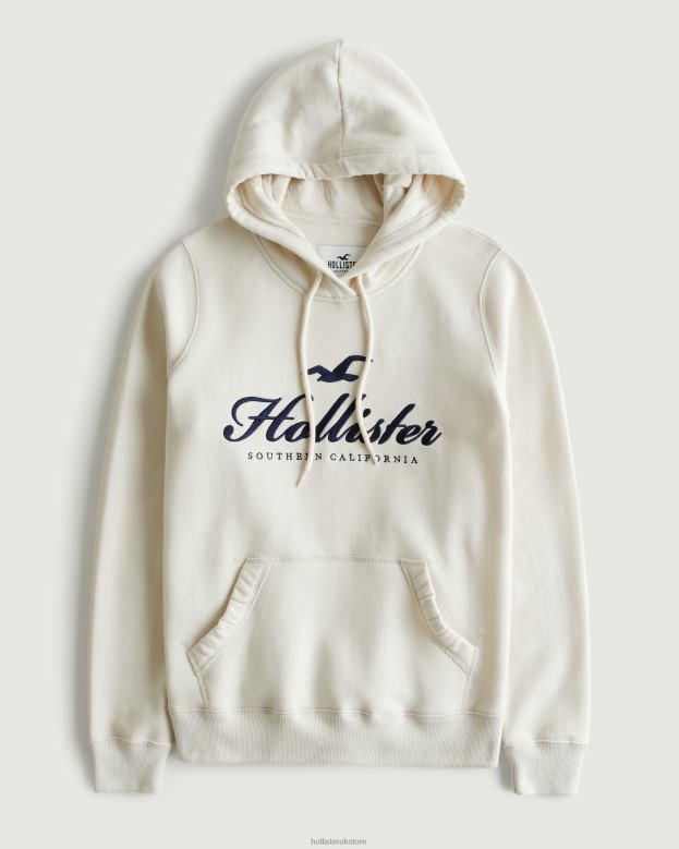 Tops Hollister Women Easy Logo Graphic Hoodie 48820320 Cream