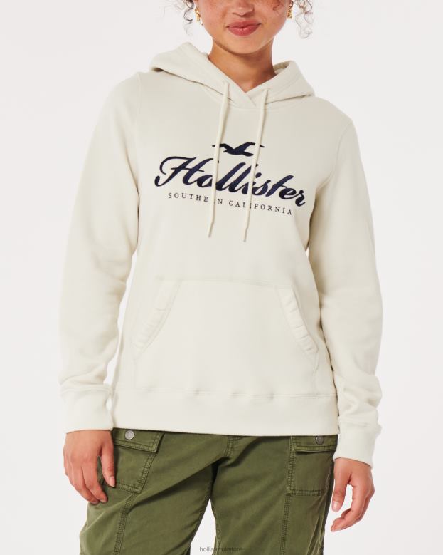 Tops Hollister Women Easy Logo Graphic Hoodie 48820320 Cream