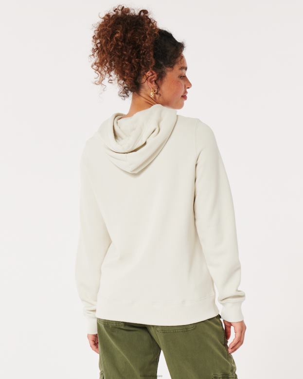 Tops Hollister Women Easy Logo Graphic Hoodie 48820320 Cream