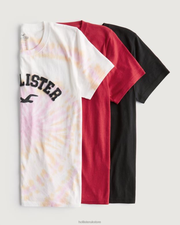 Tops Hollister Women Easy Logo Graphic Tee 3-Pack 48820440 Black-Red-Tie Dye