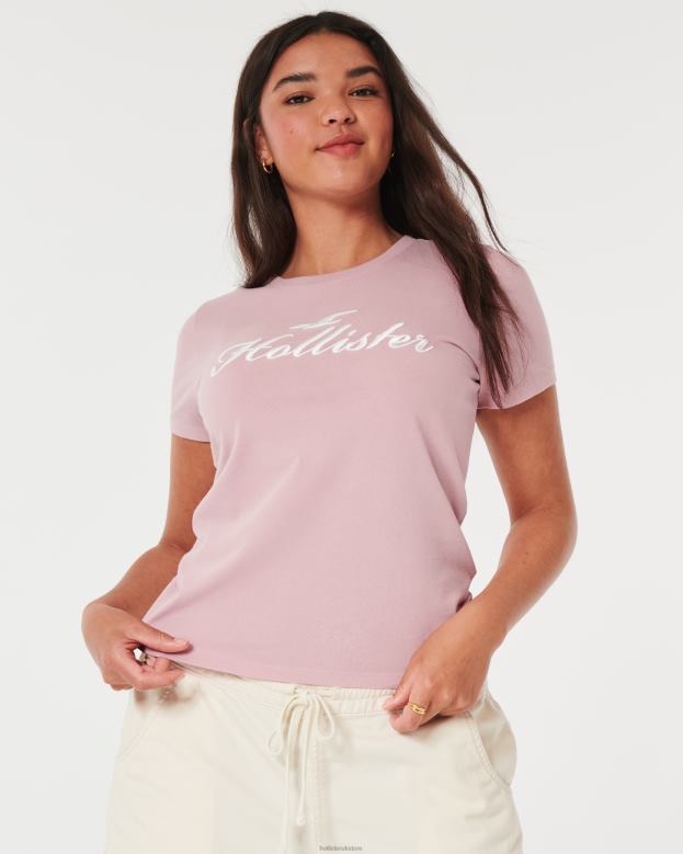 Tops Hollister Women Easy Logo Graphic Tee 48820153 Pink