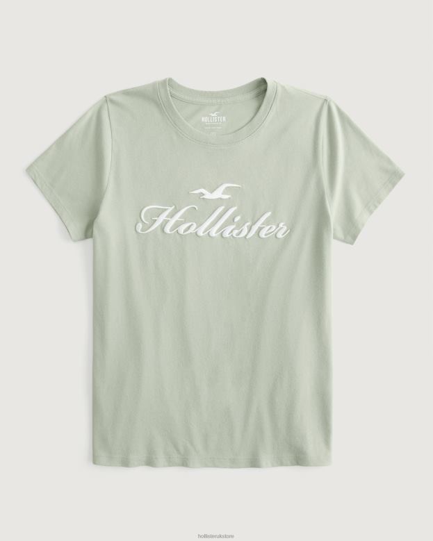 Tops Hollister Women Easy Logo Graphic Tee 48820207 Sage Green