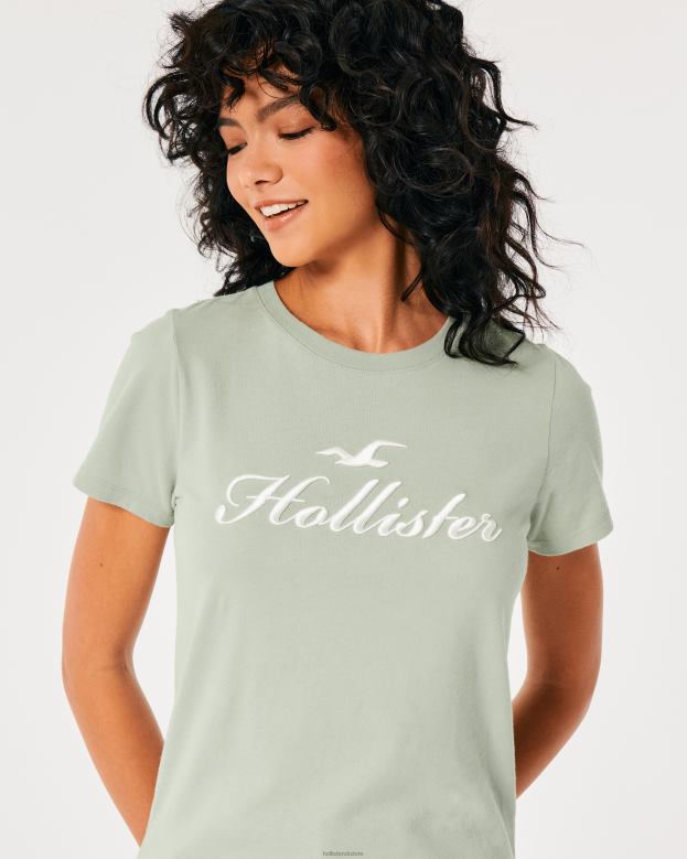 Tops Hollister Women Easy Logo Graphic Tee 48820207 Sage Green