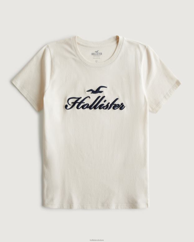 Tops Hollister Women Easy Logo Graphic Tee 48820211 Cream