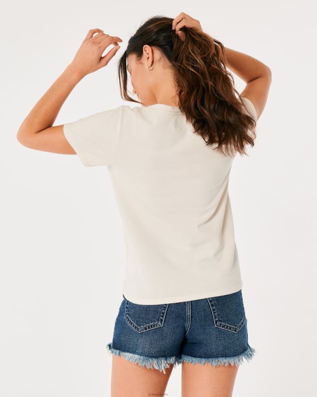 Tops Hollister Women Easy Logo Graphic Tee 48820211 Cream