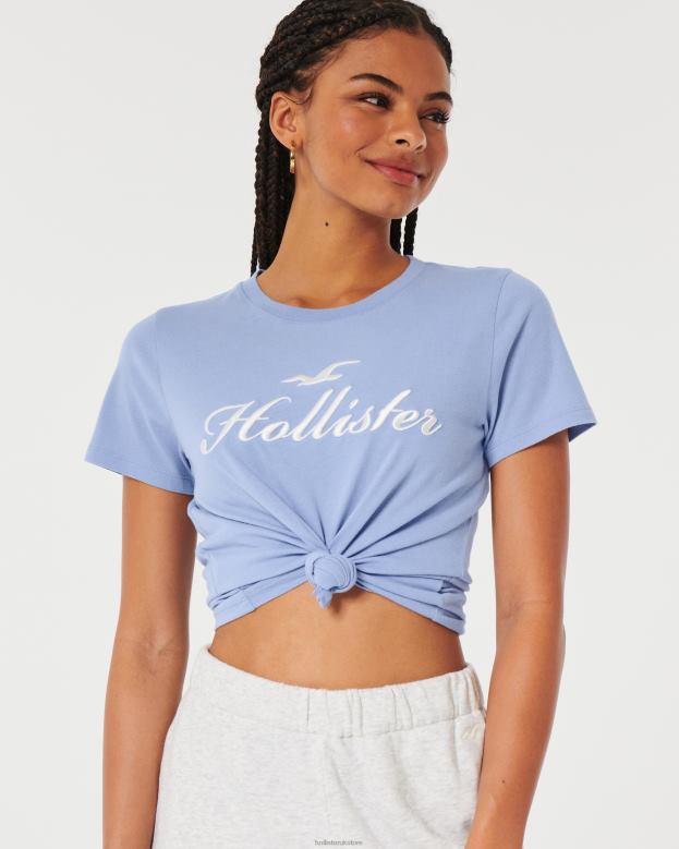 Tops Hollister Women Easy Logo Graphic Tee 48820220 Blue