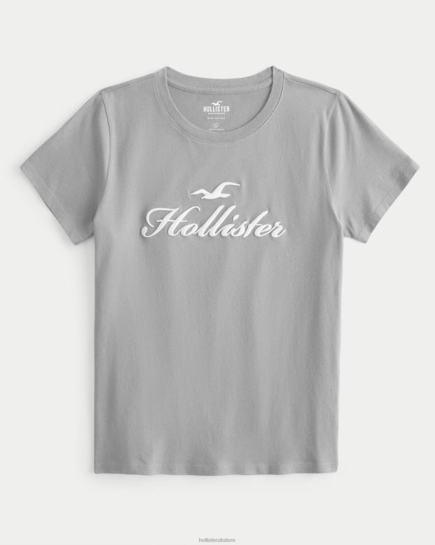 Tops Hollister Women Easy Logo Graphic Tee 48820351 Med Grey Flat