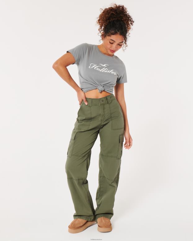 Tops Hollister Women Easy Logo Graphic Tee 48820351 Med Grey Flat