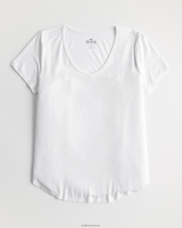 Tops Hollister Women Easy Logo Icon V-Neck T-Shirt 48820143 White