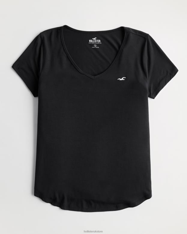 Tops Hollister Women Easy Logo Icon V-Neck T-Shirt 4882036 Black