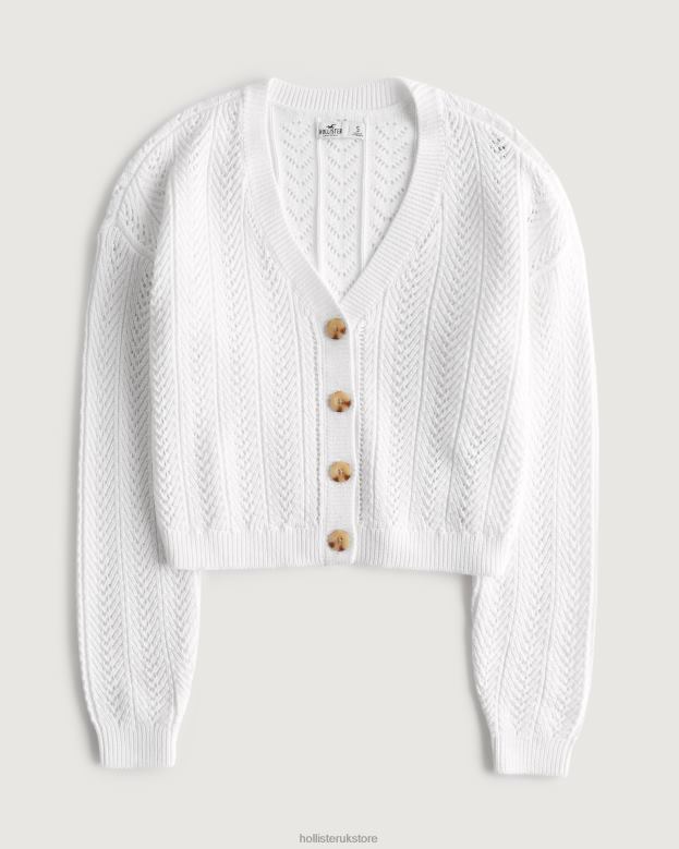 Tops Hollister Women Easy Textured Crop Cardigan 4882059 White