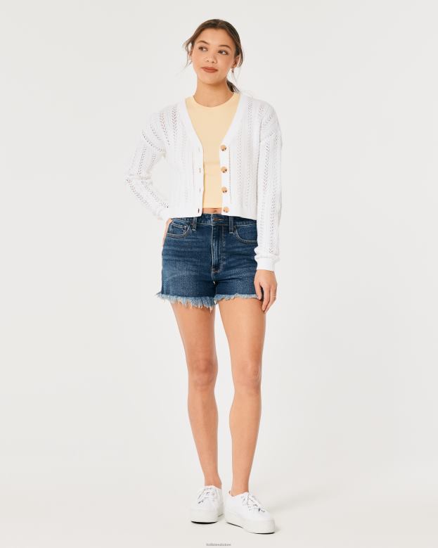 Tops Hollister Women Easy Textured Crop Cardigan 4882059 White