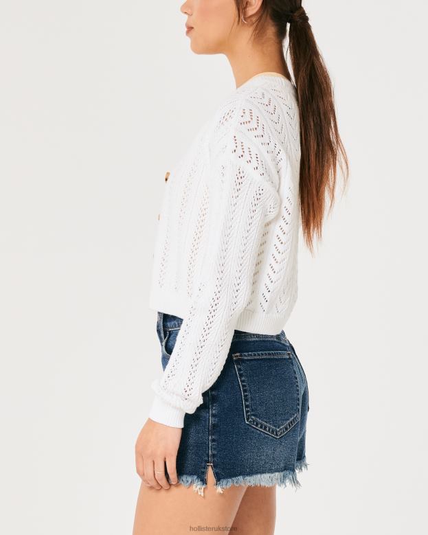 Tops Hollister Women Easy Textured Crop Cardigan 4882059 White