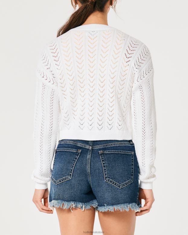 Tops Hollister Women Easy Textured Crop Cardigan 4882059 White