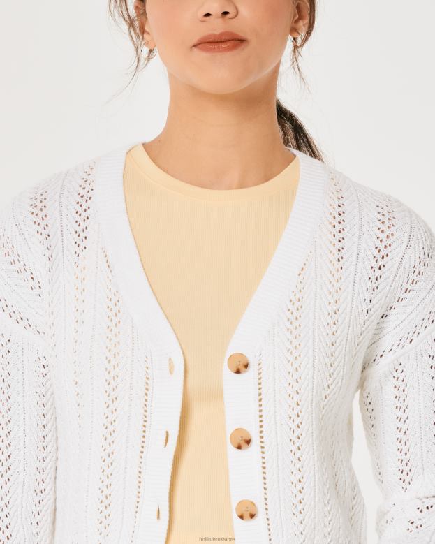 Tops Hollister Women Easy Textured Crop Cardigan 4882059 White