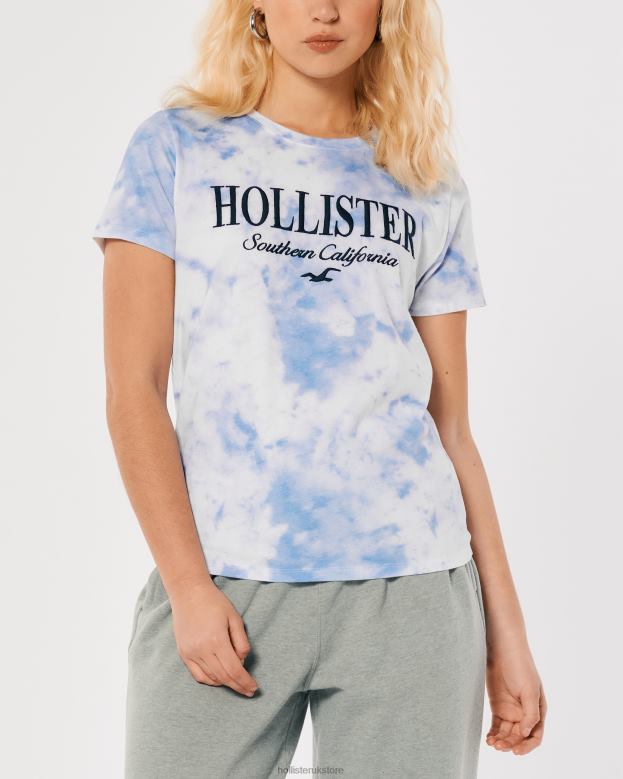 Tops Hollister Women Embroidered Logo Graphic Tee 3-Pack 48820445 Navy Blue-Burgundy-Tie Dye