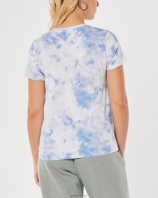 Tops Hollister Women Embroidered Logo Graphic Tee 3-Pack 48820445 Navy Blue-Burgundy-Tie Dye