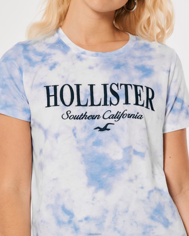 Tops Hollister Women Embroidered Logo Graphic Tee 3-Pack 48820445 Navy Blue-Burgundy-Tie Dye