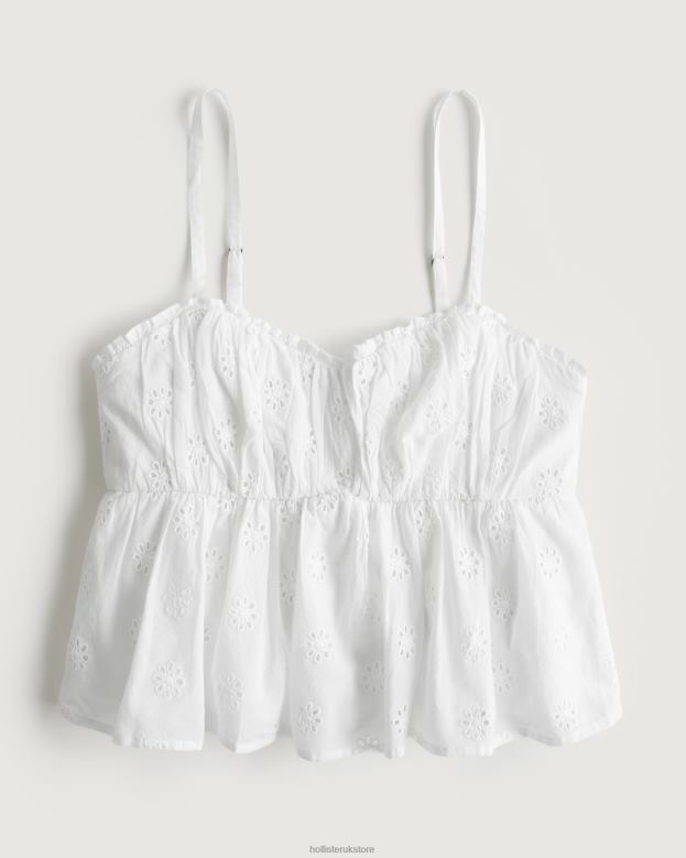 Tops Hollister Women Eyelet Babydoll Top 48820171 White