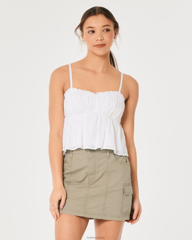 Tops Hollister Women Eyelet Babydoll Top 48820171 White