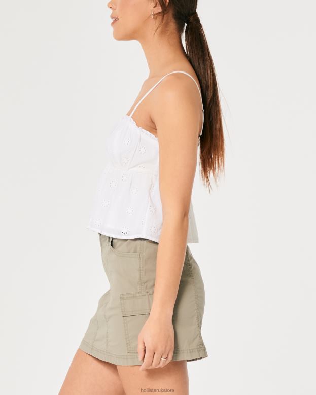 Tops Hollister Women Eyelet Babydoll Top 48820171 White
