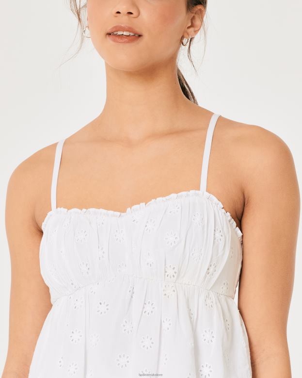 Tops Hollister Women Eyelet Babydoll Top 48820171 White