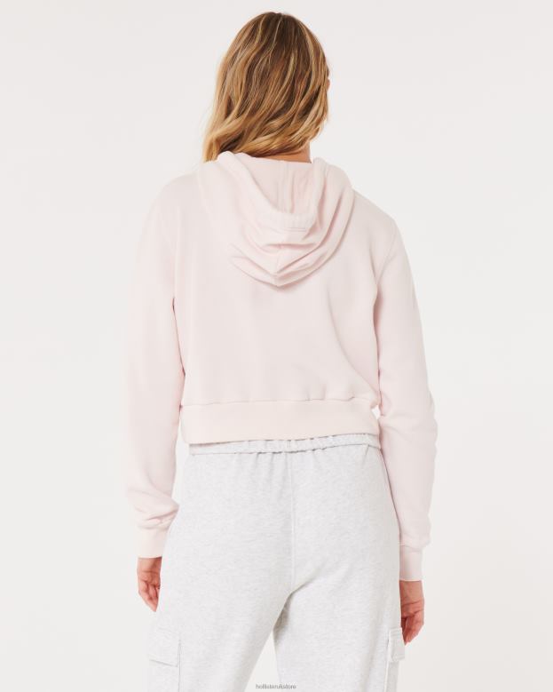 Tops Hollister Women Feel Good Mini Full-Zip Hoodie 48820109 Light Pink