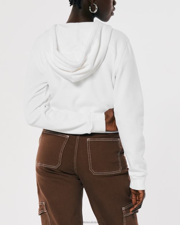 Tops Hollister Women Feel Good Mini Full-Zip Hoodie 48820239 White