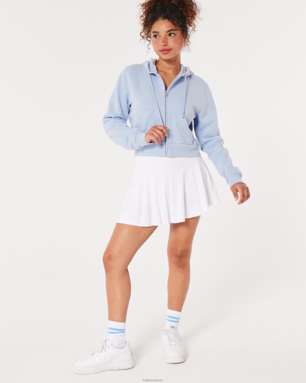 Tops Hollister Women Feel Good Mini Full-Zip Hoodie 48820281 Light Blue