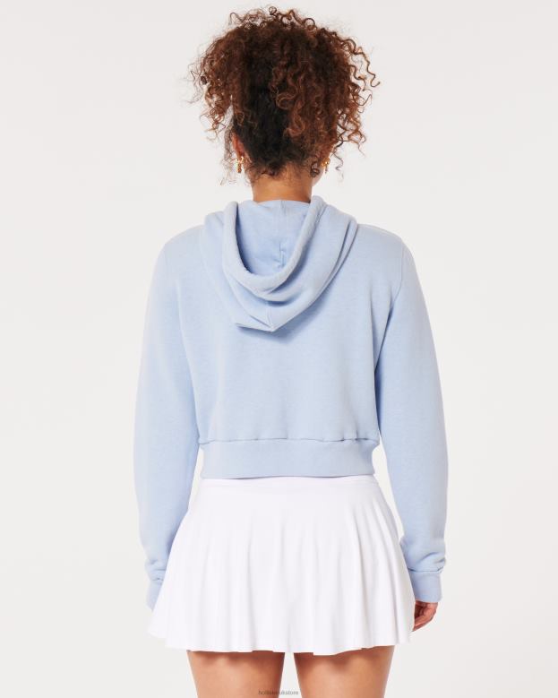 Tops Hollister Women Feel Good Mini Full-Zip Hoodie 48820281 Light Blue