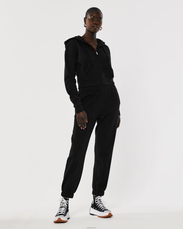Tops Hollister Women Feel Good Mini Full-Zip Hoodie 4882083 Black