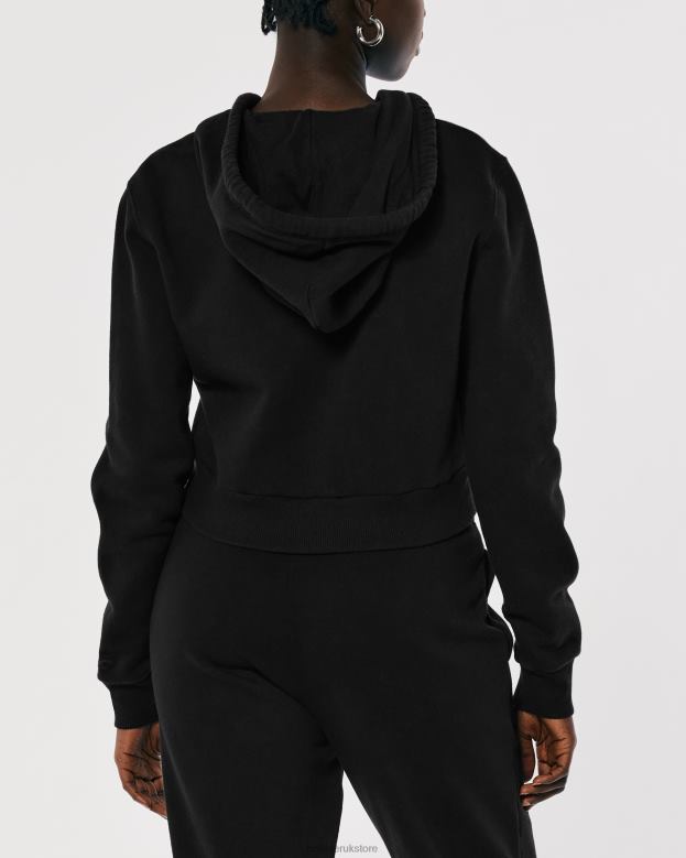 Tops Hollister Women Feel Good Mini Full-Zip Hoodie 4882083 Black